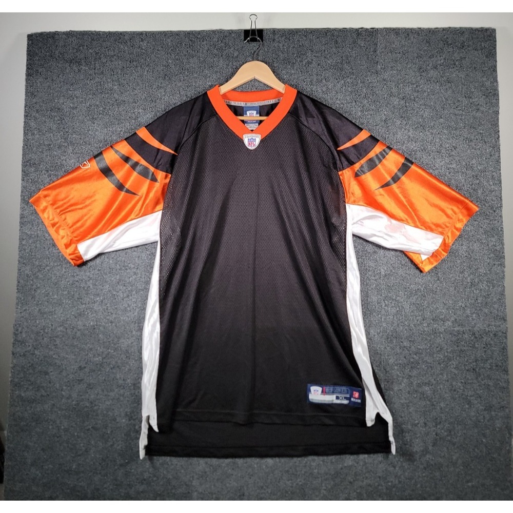 Vintage Cincinnati Bengals Jersey Mens XL Black Reebok Authentic On Field Blank